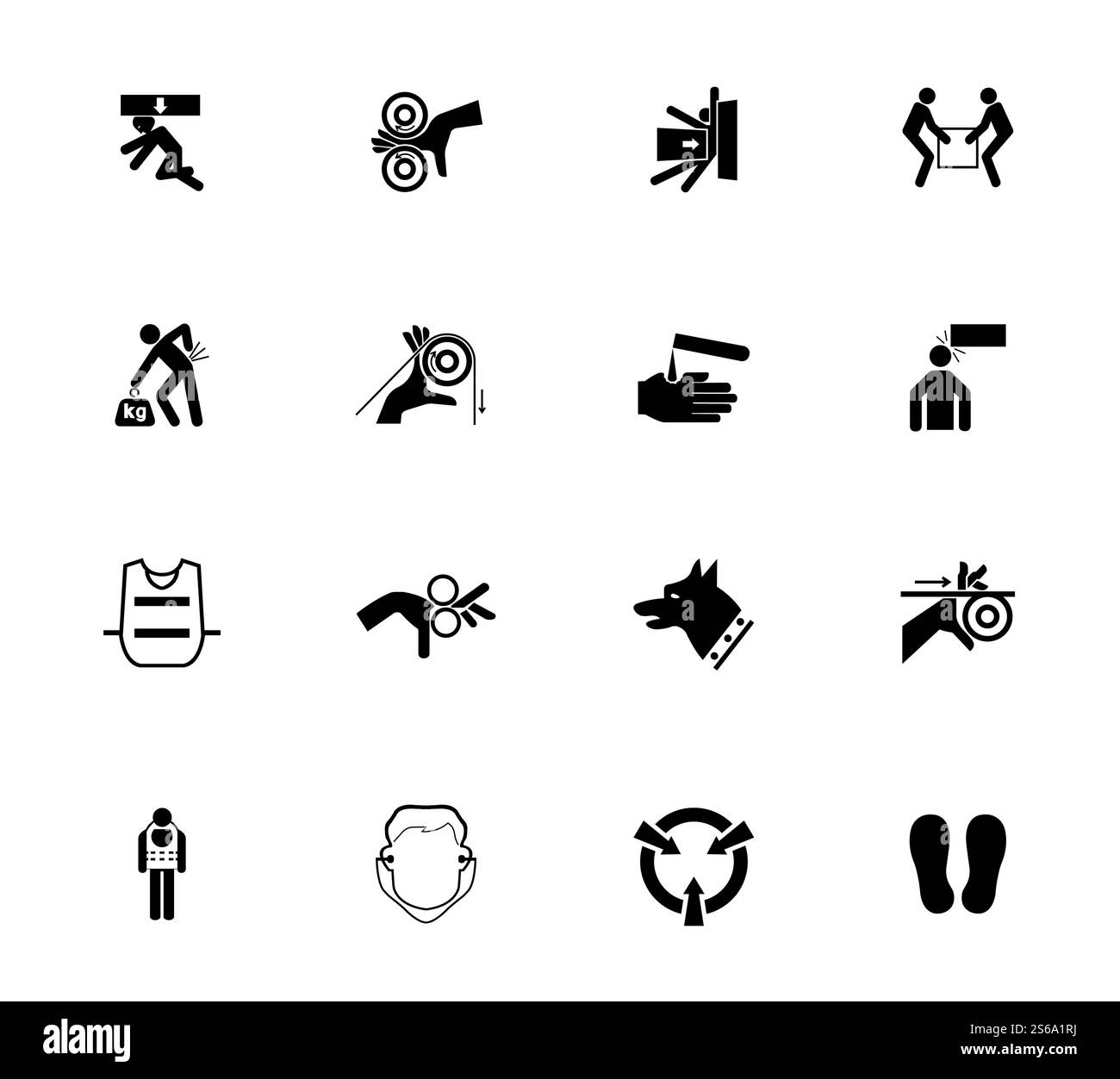 Segnali di avvertenza,etichette icone di pericolo industriale Sign Isolated on White background,Illustrazione vettoriale Illustrazione Vettoriale