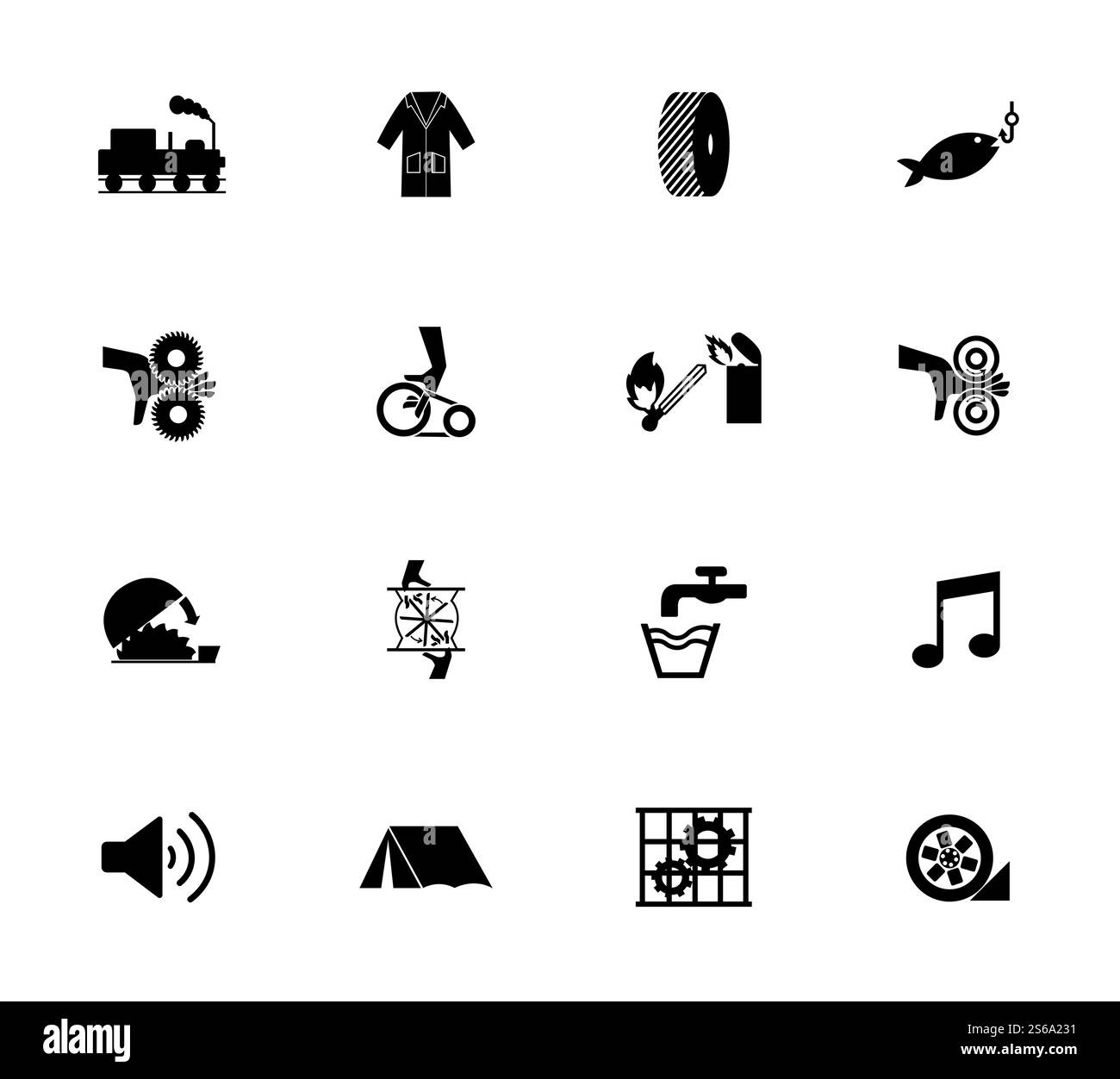 Segnali di avvertenza,etichette icone di pericolo industriale Sign Isolated on White background,Illustrazione vettoriale Illustrazione Vettoriale