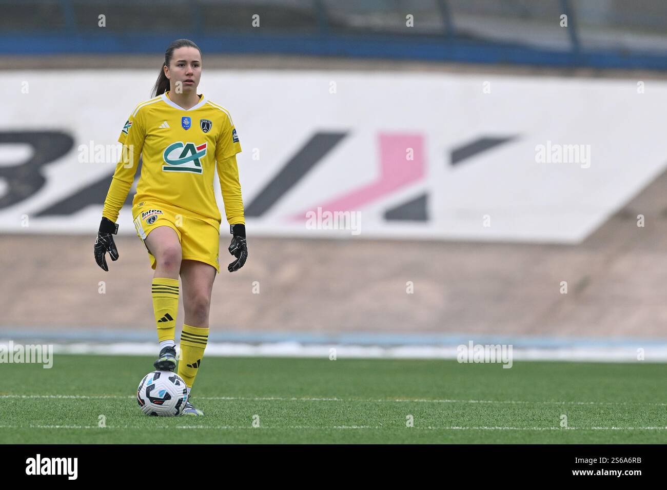 Roubaix, Francia. 15 gennaio 2025. Portiere Ines Marques (1) del Paris FC nella foto durante la sedicesima finale di Coppa di Francia nella stagione 2024 - 2025 tra RC Roubaix Wervicq feminine e Paris FC il 15 gennaio 2025 a Roubaix, Francia. (Foto di David Catry/sportpix) credito: Sportpix/Alamy Live News Foto Stock
