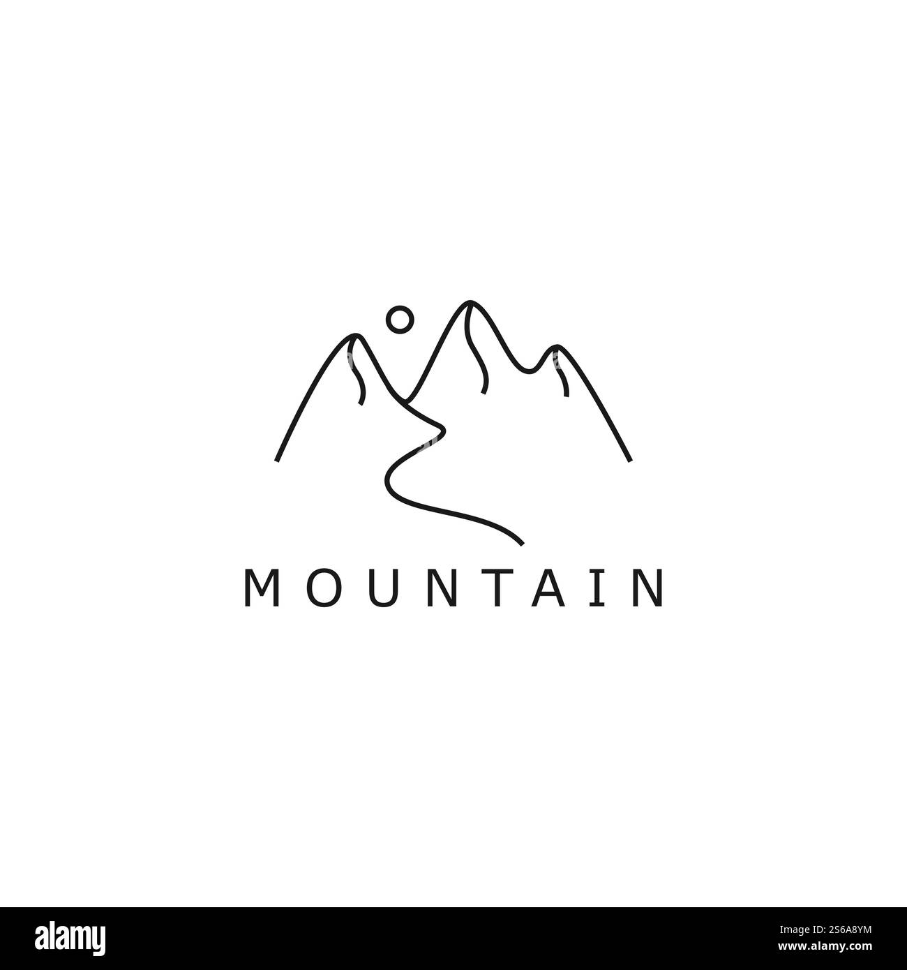 semplice disegno della linea del paesaggio del logo di una montagna Illustrazione Vettoriale
