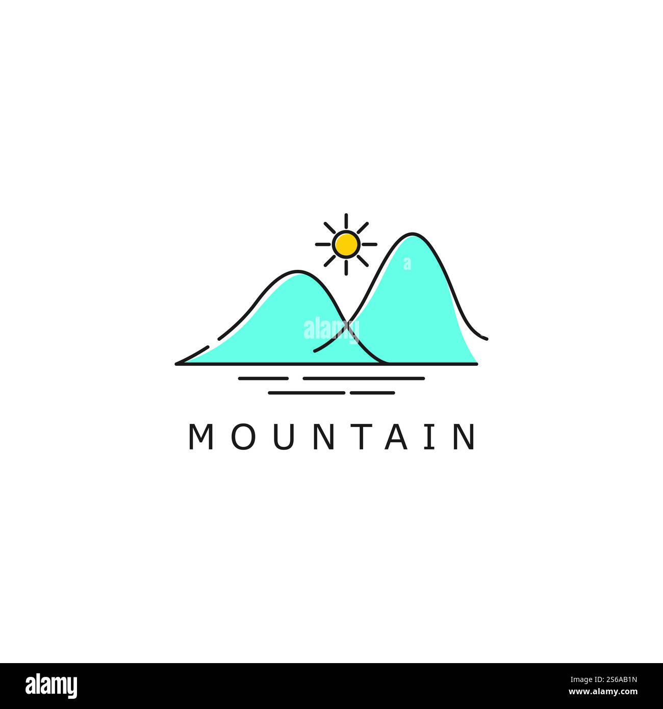 semplice disegno della linea del paesaggio del logo di una montagna Illustrazione Vettoriale