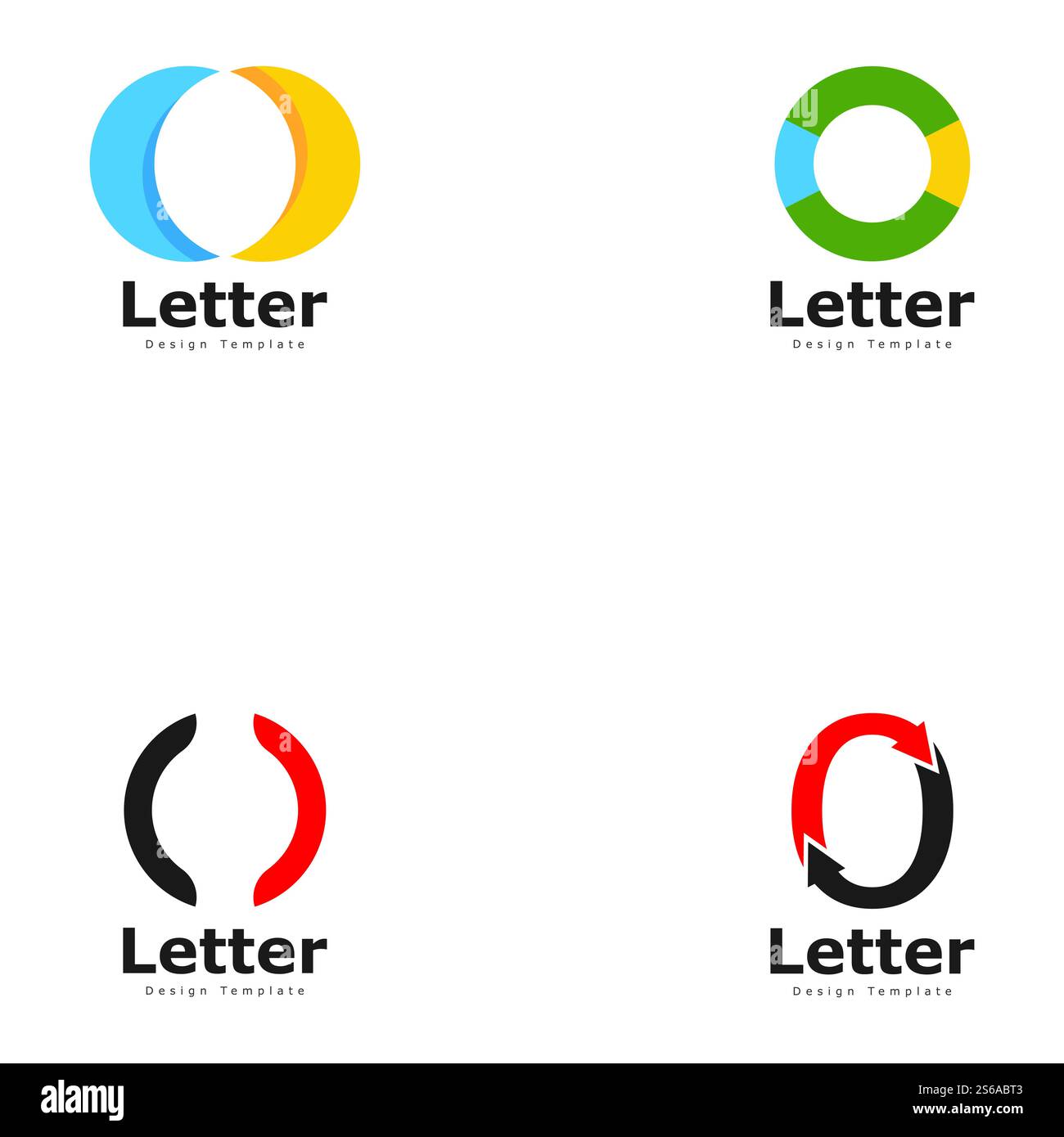 lettera o numero 0 icona logo elementi modello design Illustrazione Vettoriale