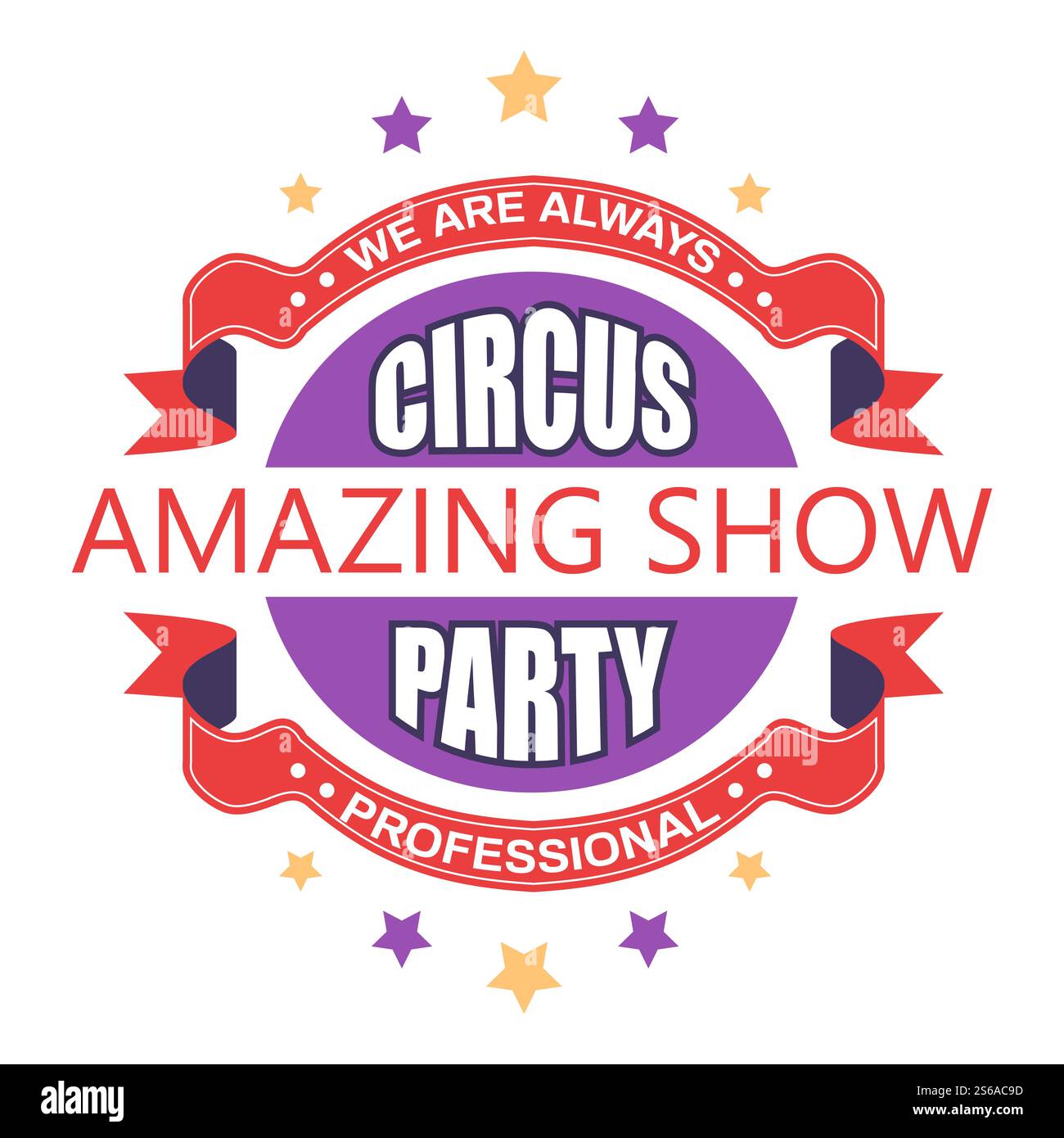 Spettacolo circense e fantastiche feste isolate di artisti e animali vettoriali, emblema di intrattenimento o logo carnevale o evento artistico trucchi arena e palcoscenico festeggiamenti per il fine settimana. Incredibile spettacolo circense e festa con icone e animali isolati Illustrazione Vettoriale