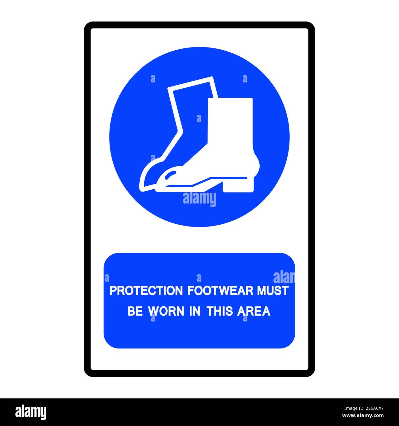 In quest'area è necessario indossare calzature protettive simbolo segno isolare su sfondo bianco, illustrazione vettoriale Illustrazione Vettoriale