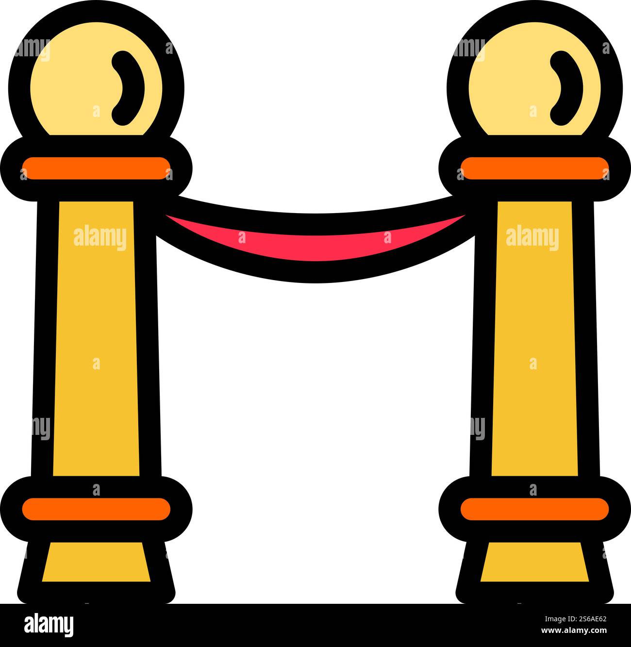 Icona della barriera museale. Delineare l'icona vettoriale della barriera museale per il web design isolato su sfondo bianco. Icona della barriera del museo, stile del contorno Illustrazione Vettoriale