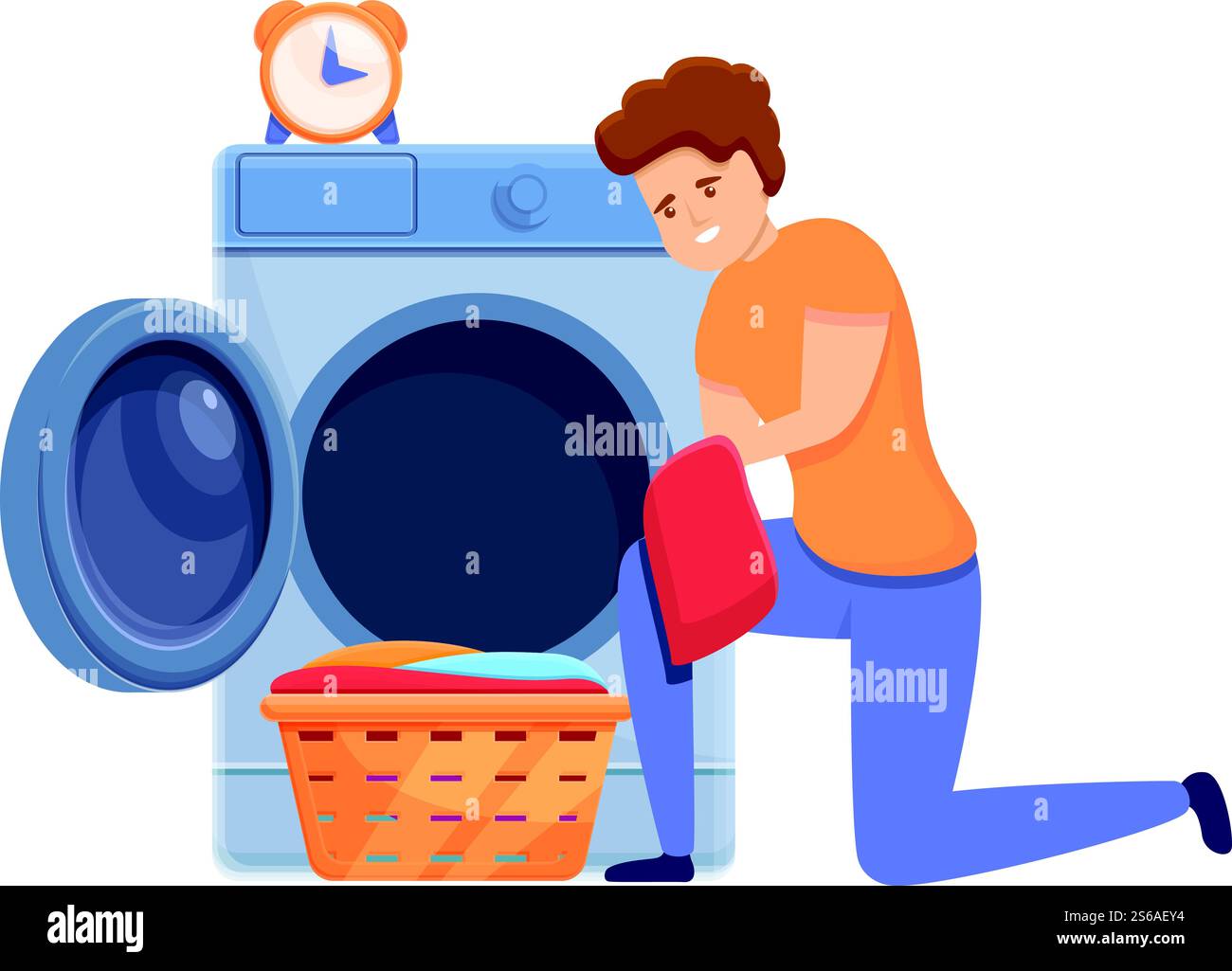 Icona lavatrice. Cartoni animati dell'icona vettoriale della lavatrice per la progettazione del Web isolati su sfondo bianco. Icona della lavatrice, stile cartone animato Illustrazione Vettoriale