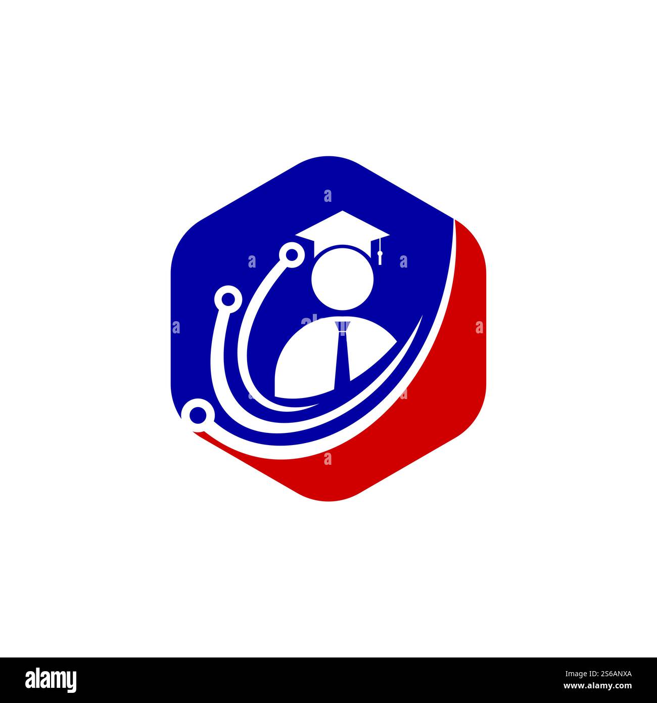 Design vettoriale del logo della tecnologia Education. Concetto del logo della scuola digitale. Illustrazione Vettoriale