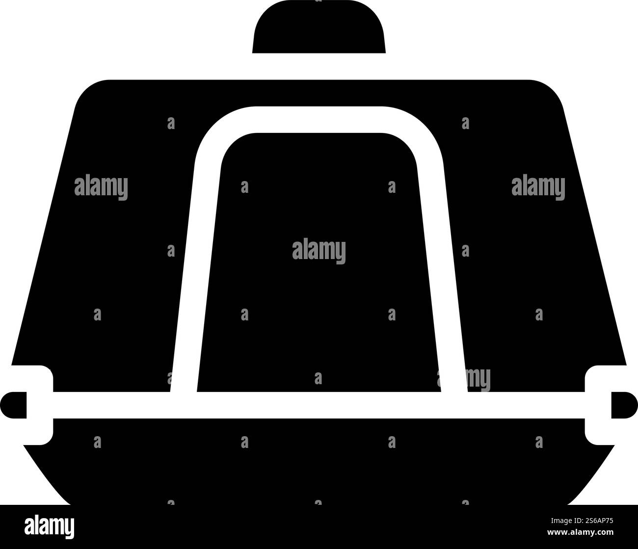 custodia da trasporto per il vettore icona gatto glifo. valigetta per insegna di gatto. illustrazione nera del simbolo del contorno isolato. custodia da trasporto per illustrazione vettoriale con icona a forma di glifo del gatto Illustrazione Vettoriale