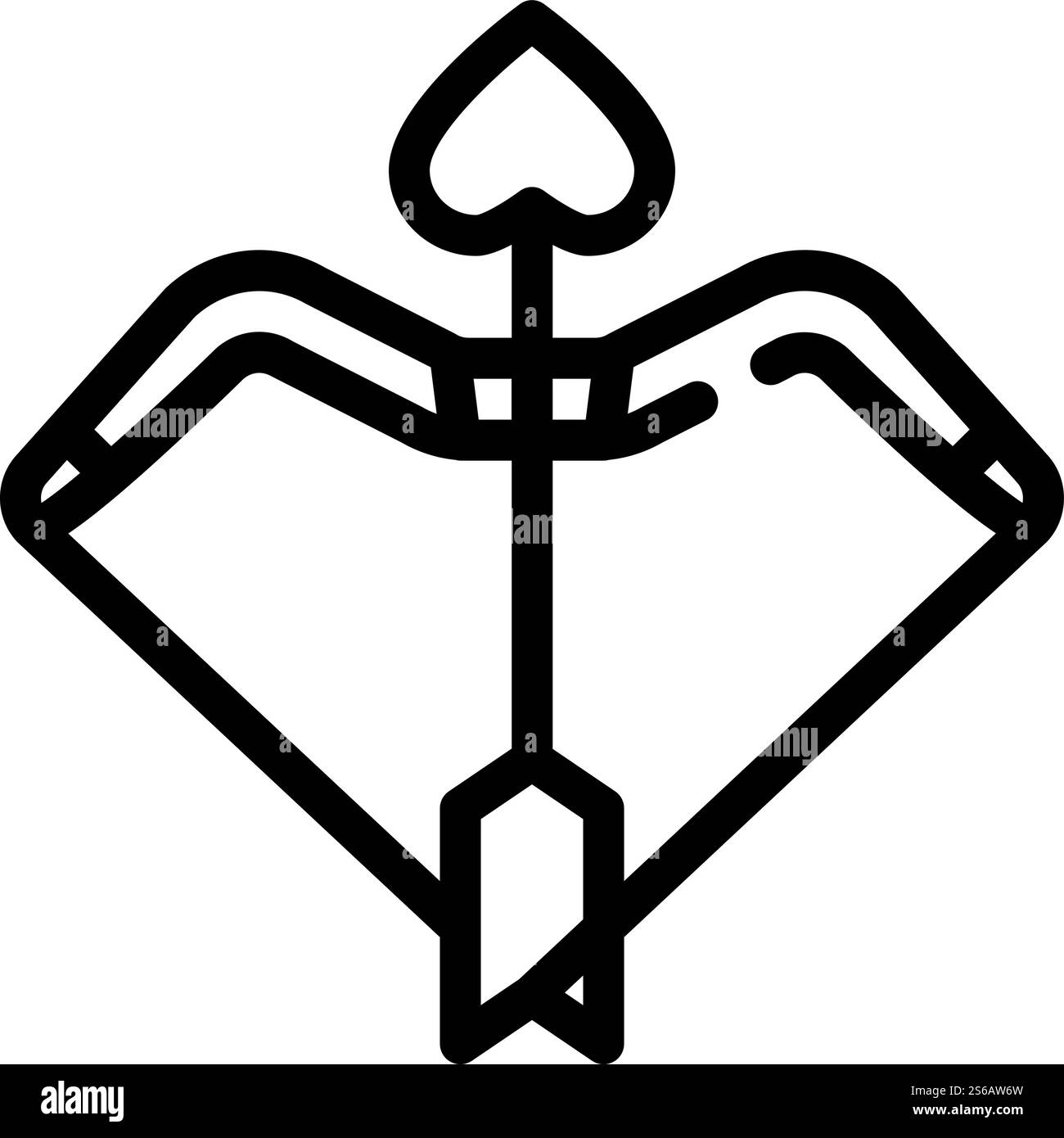 vettore dell'icona della linea della freccia dell'arco cupido. segno con la freccia di prua del cupido. illustrazione nera del simbolo del contorno isolato. illustrazione vettoriale dell'icona della linea della freccia dell'arco cupido Illustrazione Vettoriale