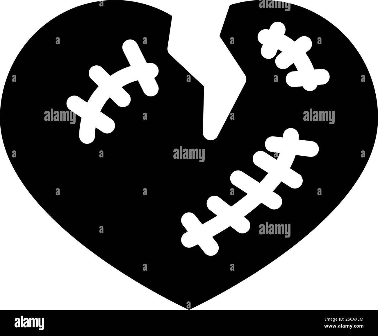 vettore icona glifo cuore spezzato. segno di cuore spezzato. illustrazione nera del simbolo del contorno isolato. illustrazione vettoriale dell'icona del glifo cardiaco spezzato isolata Illustrazione Vettoriale