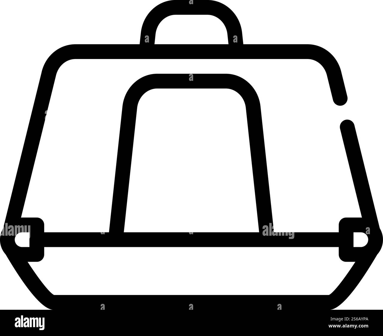 custodia per il trasporto di icone della linea cat. valigetta per insegna di gatto. illustrazione nera del simbolo del contorno isolato. custodia da trasporto per illustrazione vettoriale con icona della linea cat Illustrazione Vettoriale