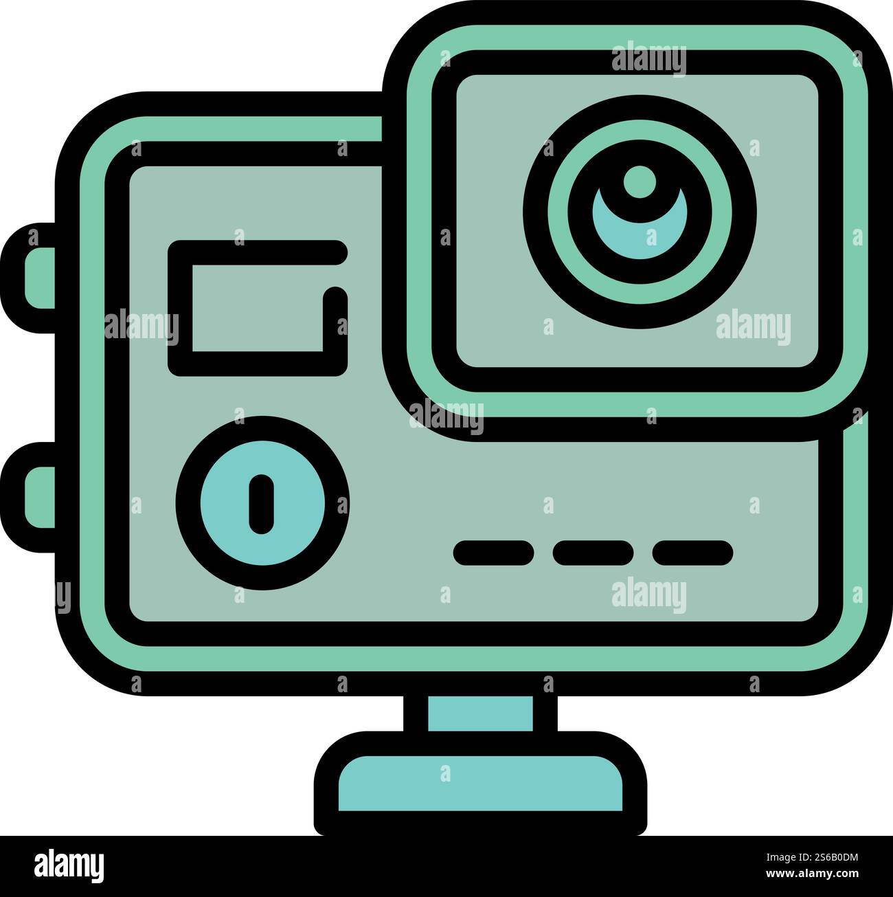 Icona della action camera subacquea. Delineare l'icona vettoriale della action camera subacquea per il web design isolato su sfondo bianco. Icona della action camera subacquea, stile contorno Illustrazione Vettoriale