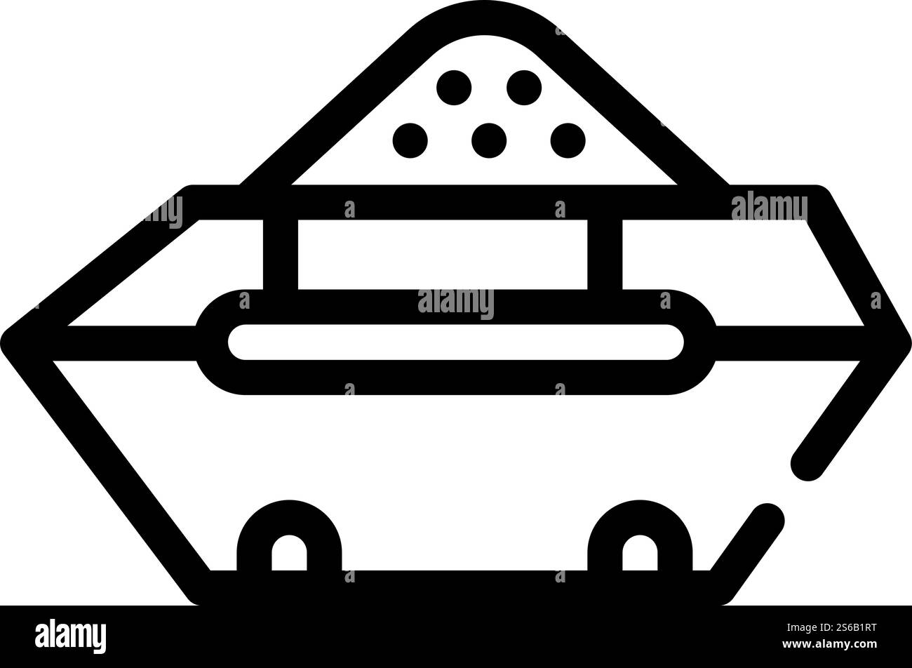 contenitore con vettore icona della linea di immondizia di costruzione. contenitore con cartello per rifiuti edili. illustrazione nera del simbolo del contorno isolato. illustrazione vettoriale dell'icona della traiettoria di costruzione Illustrazione Vettoriale