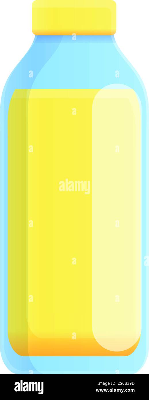 Icona gialla del succo fresco. Cartoni animati con l'icona gialla del vettore del succo fresco per la progettazione Web isolata su sfondo bianco. Icona gialla del succo fresco, stile cartoni animati Illustrazione Vettoriale