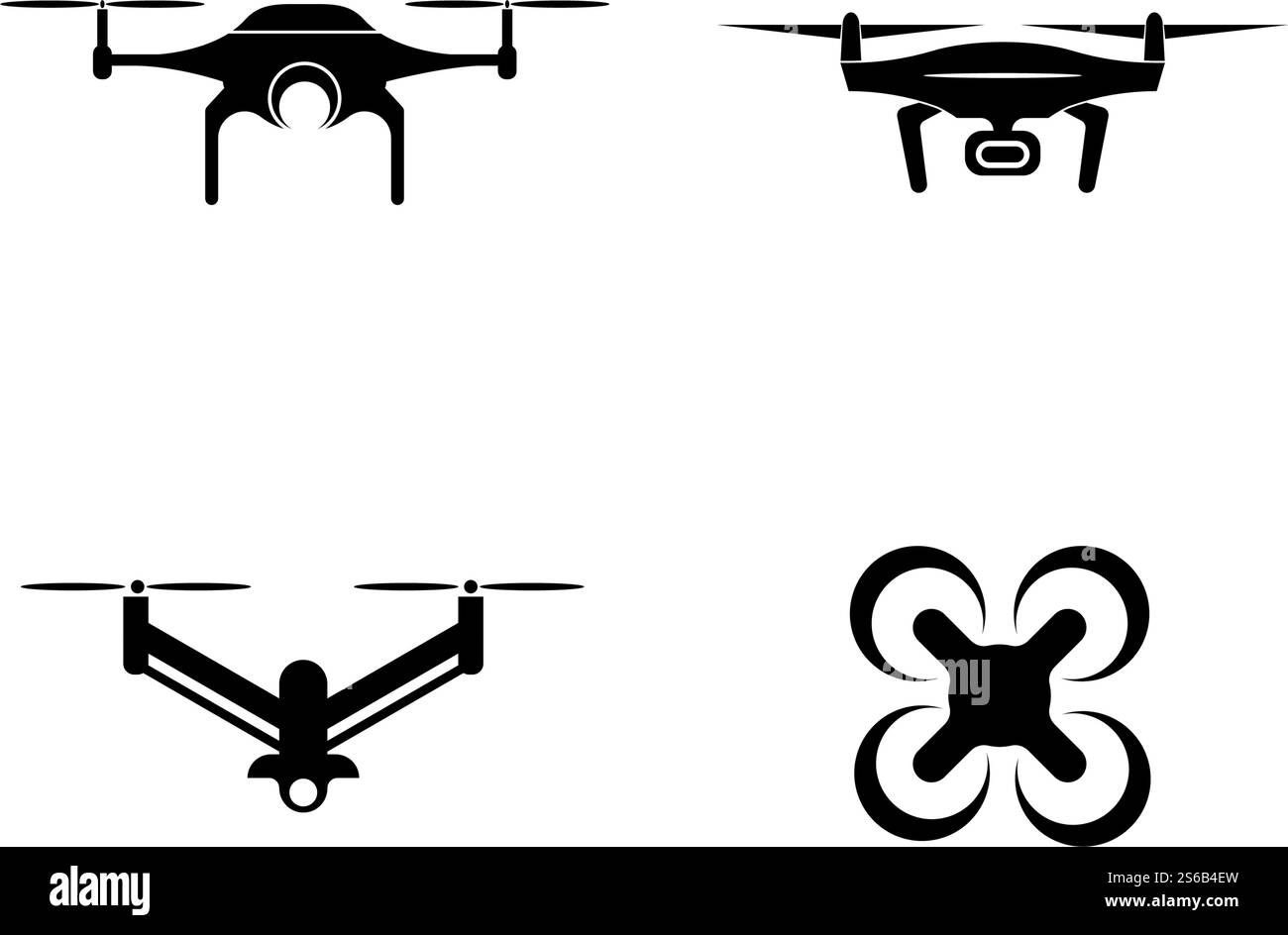 Disegno del modello vettoriale del logo del drone Illustrazione Vettoriale