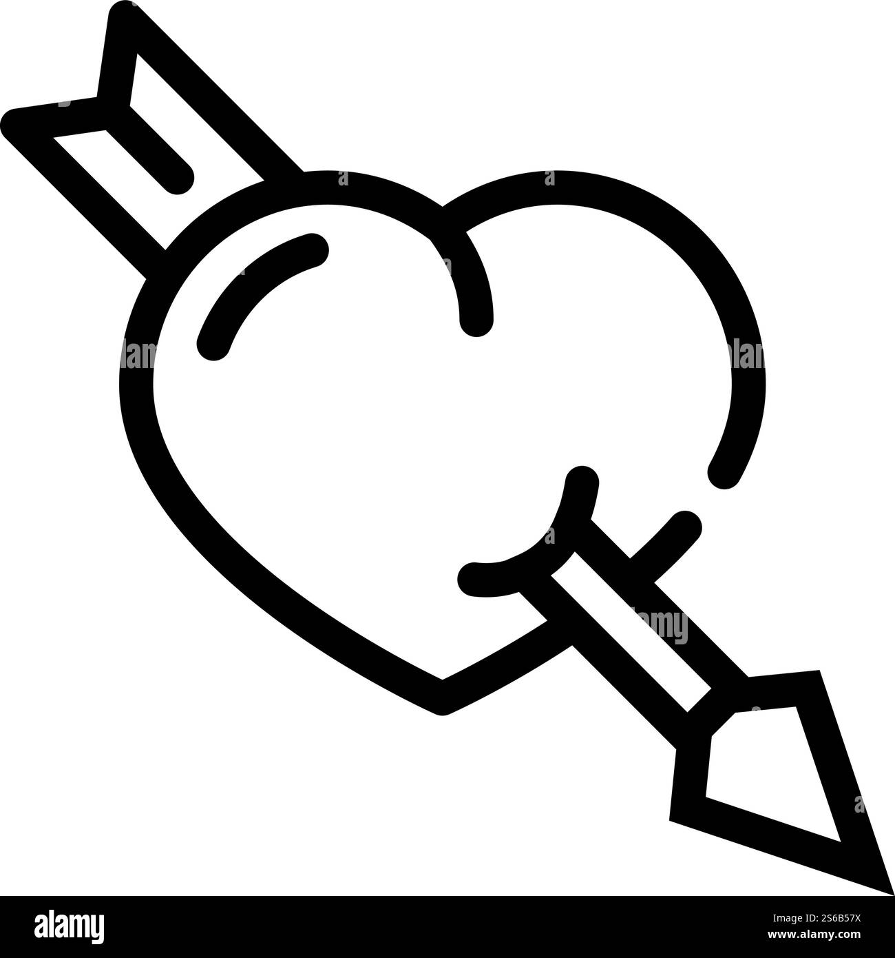 vettore icona linea cardiaca tratteggiata. segno cardiaco trafitto. illustrazione nera del simbolo del contorno isolato. illustrazione vettoriale dell'icona della linea cardiaca tratteggiata isolata Illustrazione Vettoriale