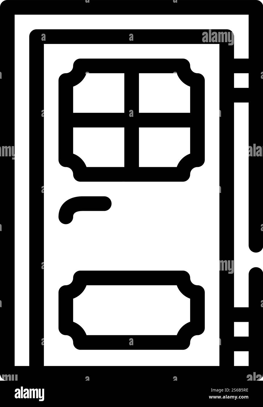 vettore icona linea rinnovamento porta. cartello di rinnovo porte. illustrazione nera del simbolo del contorno isolato. illustrazione isolata dell'icona della linea di rinnovo della porta Illustrazione Vettoriale