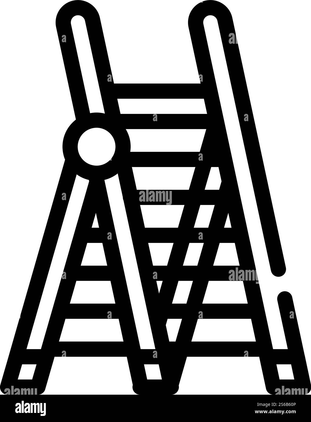 vettore dell'icona della riga dello strumento della scala. cartello per scaletta. illustrazione nera del simbolo del contorno isolato. illustrazione isolata vettoriale dell'icona della riga degli strumenti della scala Illustrazione Vettoriale