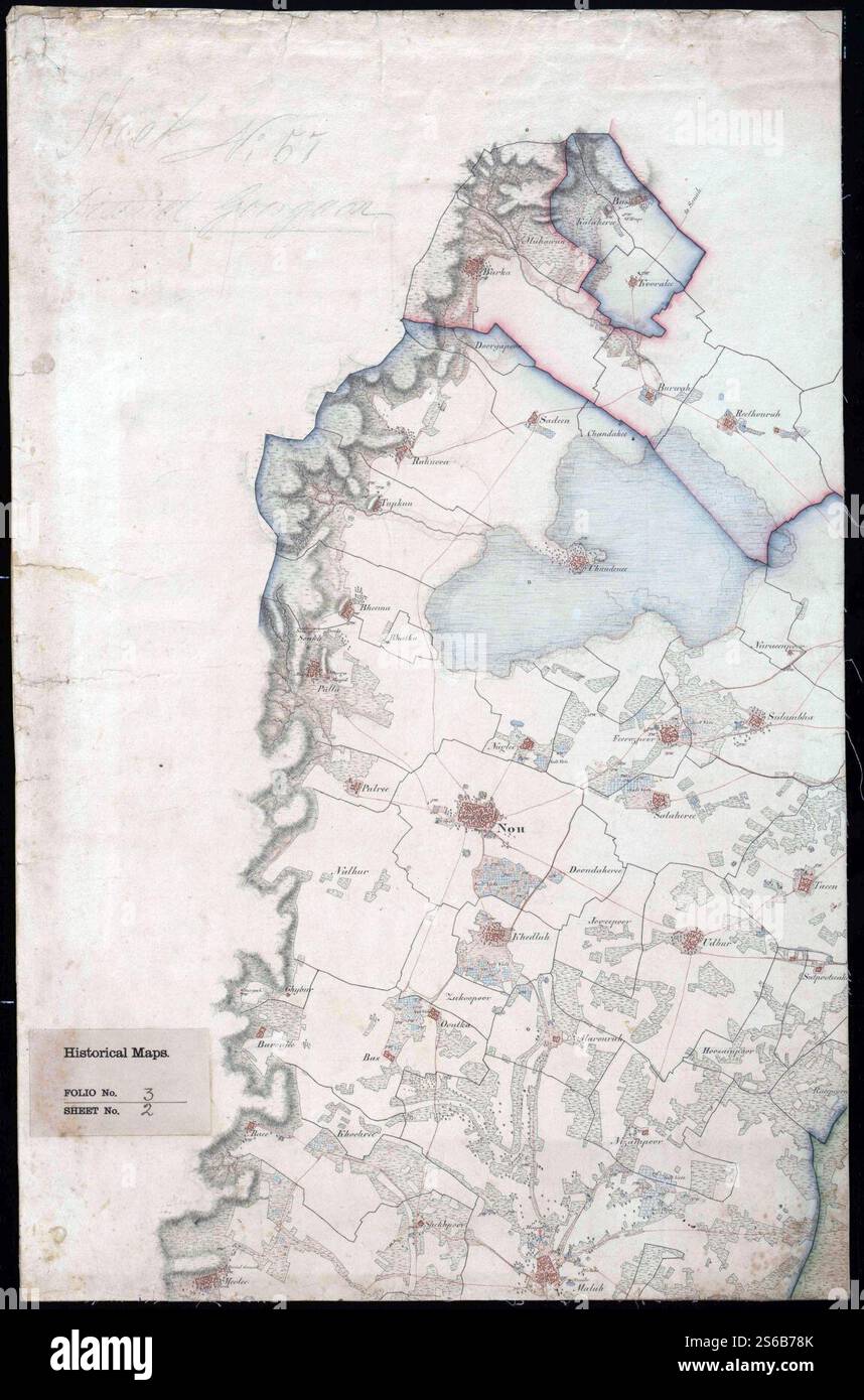 Mappa generale dei villaggi nella divisione meridionale del territorio di Delhi, 1829–30 (F03-02). Foto Stock