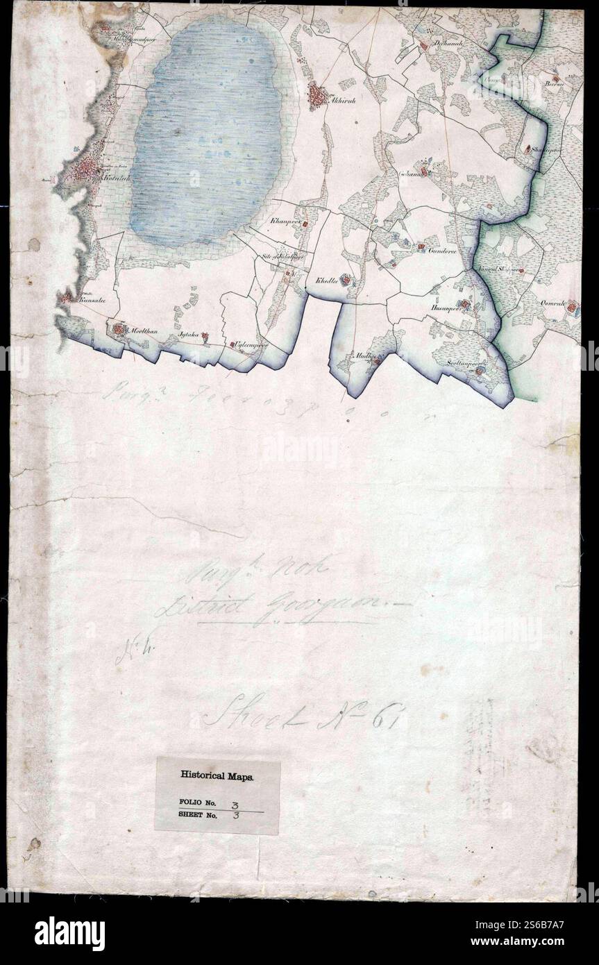 Mappa generale dei villaggi nella divisione meridionale del territorio di Delhi, 1829–30 (F03-03). Foto Stock