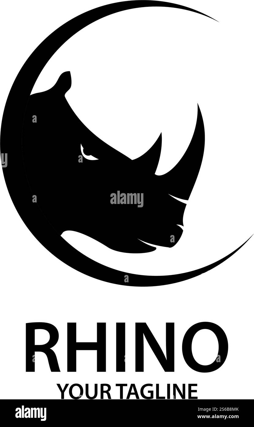 Rhino illustrazione logo silhouette design vettoriale Illustrazione Vettoriale
