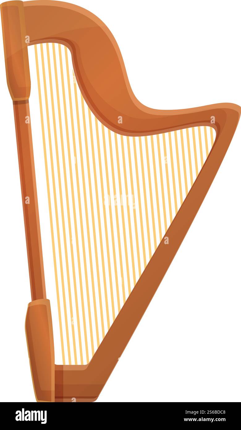 Icona dell'arpa irlandese. Cartone animato dell'icona vettoriale dell'arpa irlandese per il web design isolato su sfondo bianco. Icona dell'arpa irlandese, stile cartoni animati Illustrazione Vettoriale