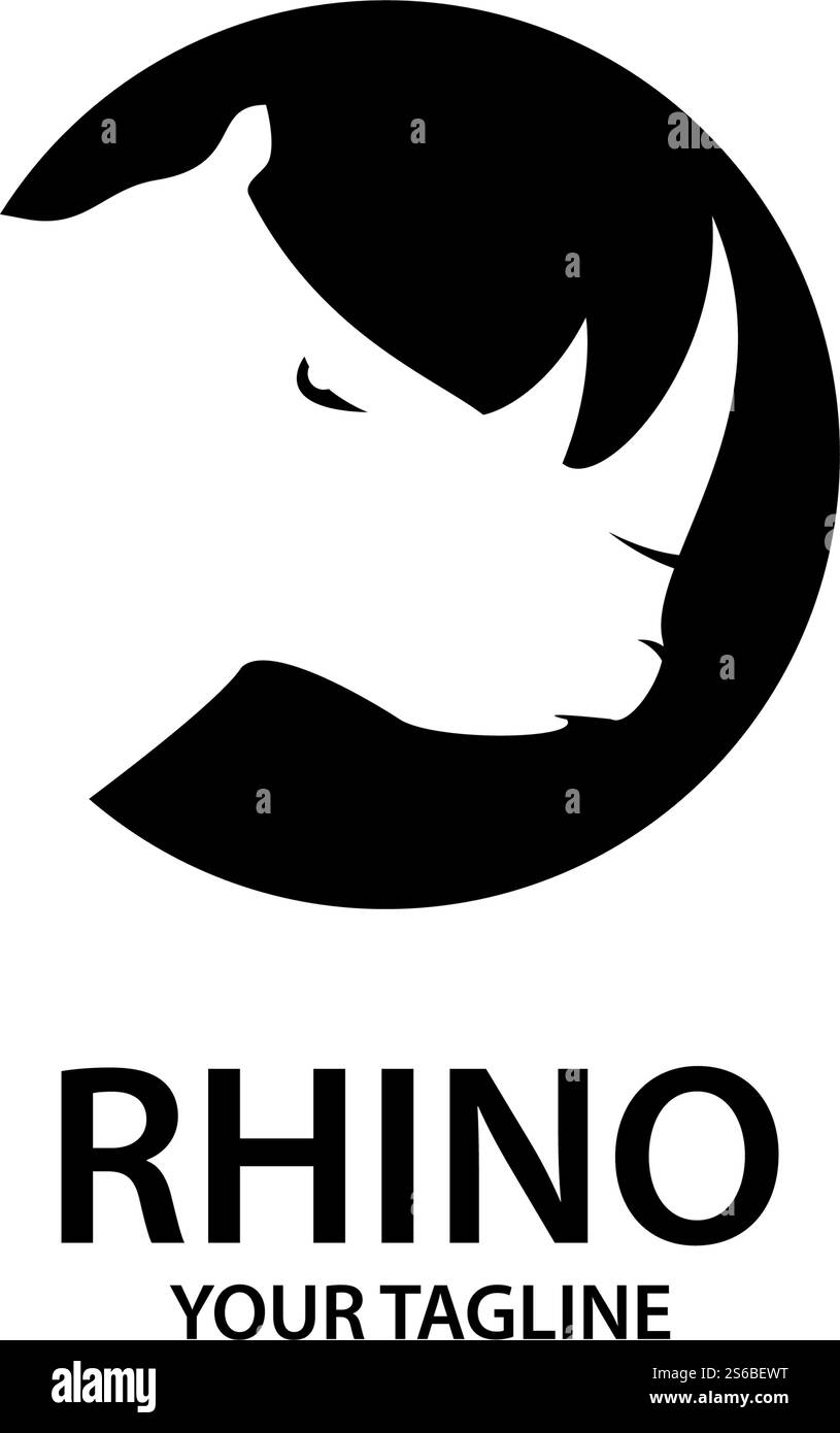 Rhino illustrazione logo silhouette design vettoriale Illustrazione Vettoriale