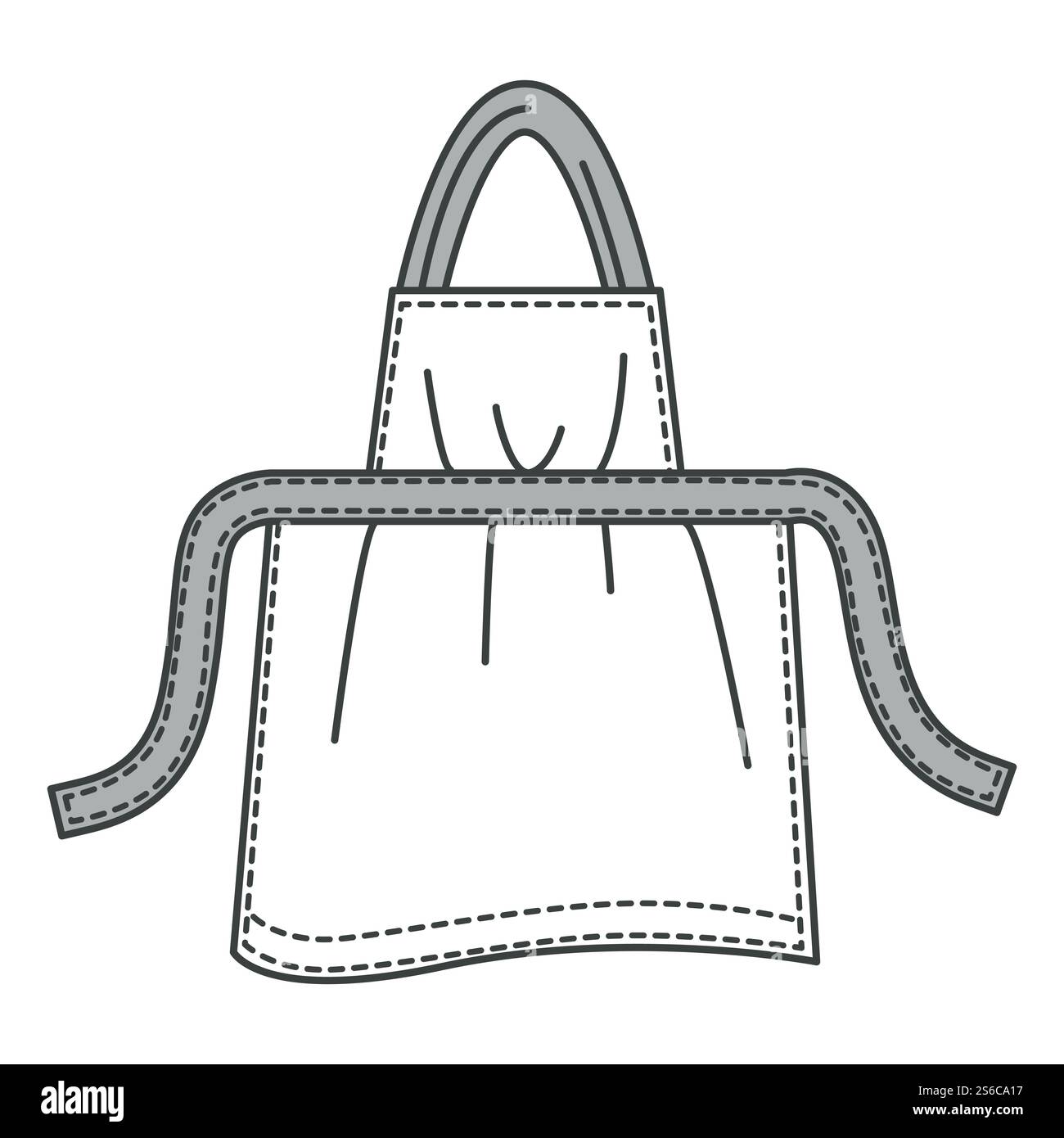 Grembiule da cucina in cotone, uniforme protettiva per cottura in forno, vettore di oggetti isolati. Cuocere indumenti, abiti da cucina per casalinga o chef del ristorante. Tessuti o tessuti per la casa, elementi di abbigliamento, protezione. Grembiule da cucina in cotone, tessuti per la casa, uniforme protettiva, oggetto isolato Illustrazione Vettoriale