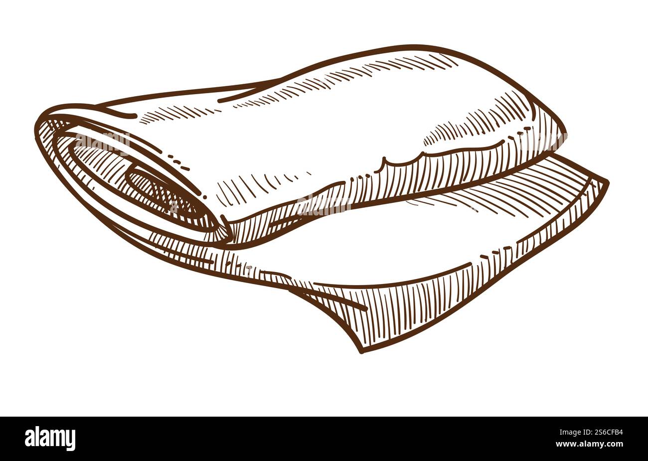 Bobina di moda, tessile o di tessuto, sartoria o atelier, vettore di schizzi isolato. Indumenti per la creazione o la riparazione di materiali, seta e cotone. Abbigliamento fatto a mano, abbigliamento sartoriale o attrezzature boutique. Rotolo di tessuto o tessuto, industria della moda, sartoria o atelier Illustrazione Vettoriale