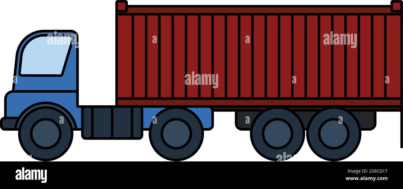 Icona del carrello container. Contorno modificabile con disegno riempimento colore. Illustrazione vettoriale. Illustrazione Vettoriale