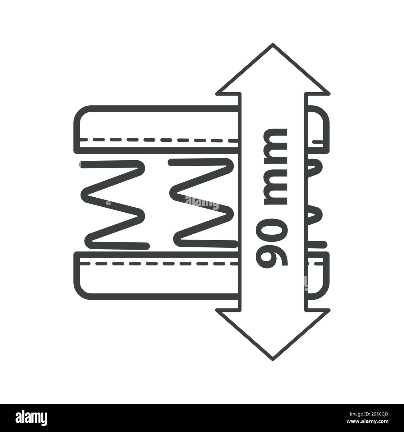 Materassi, molle coniche a strato interno, biancheria ortopedica, vettore icona isolato. Riposo e riposo, letto innerspring, schema di costruzione, memory foam. Dettagli a spirale, elemento ergonomico per la camera da letto. Molle interne, materassi ortopedici, icona isolata Illustrazione Vettoriale
