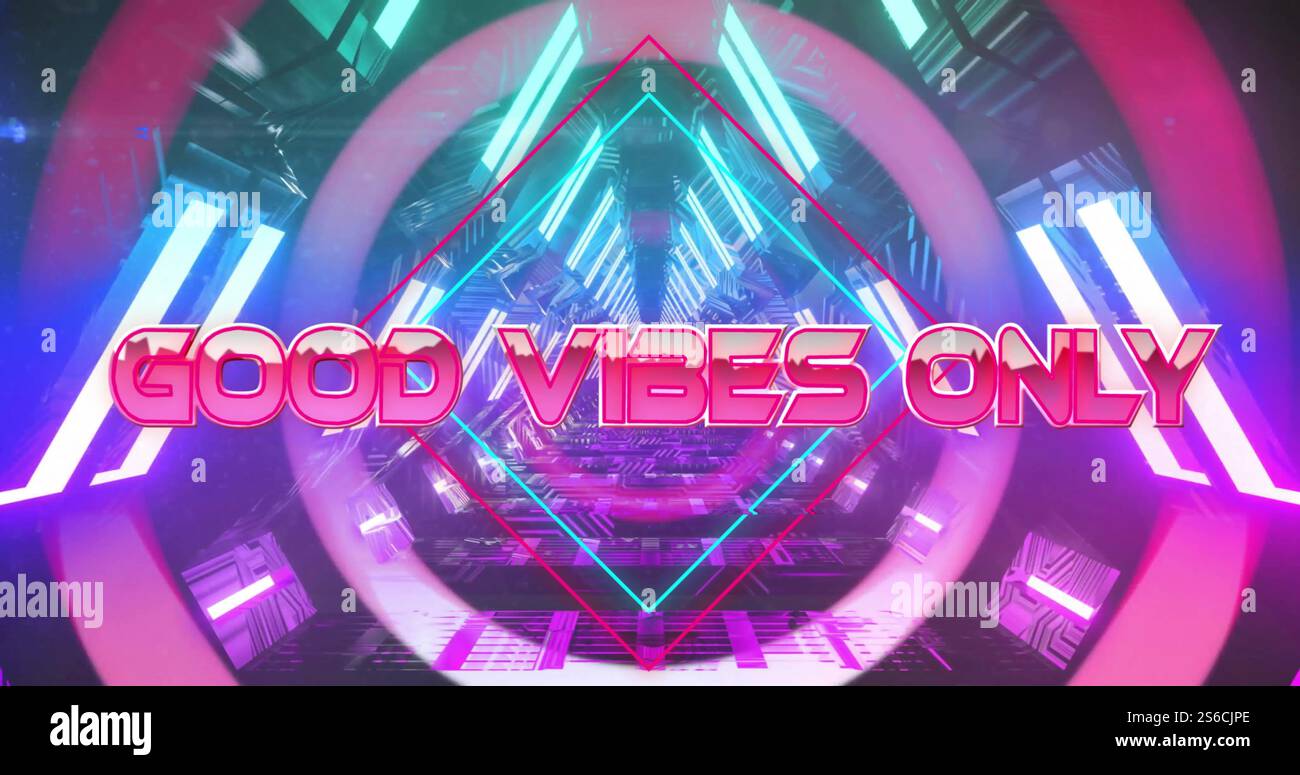 Immagine di vibrazioni buone solo testo su tunnel digitale Foto Stock