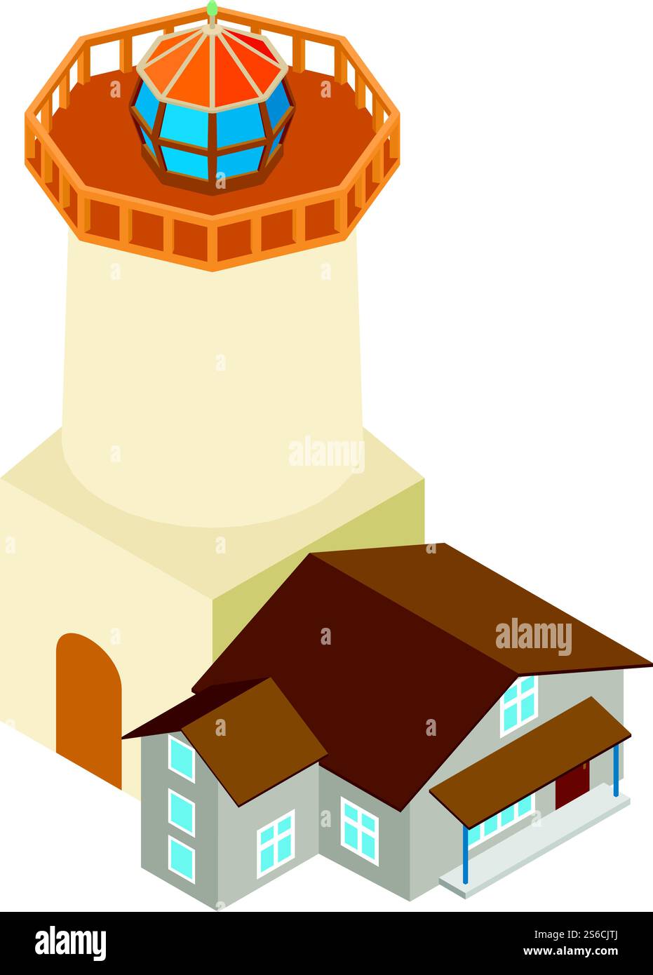 Icona del faro del mare. Illustrazione isometrica dell'icona vettoriale del faro marino per il Web. Icona del faro marino, stile isometrico Illustrazione Vettoriale