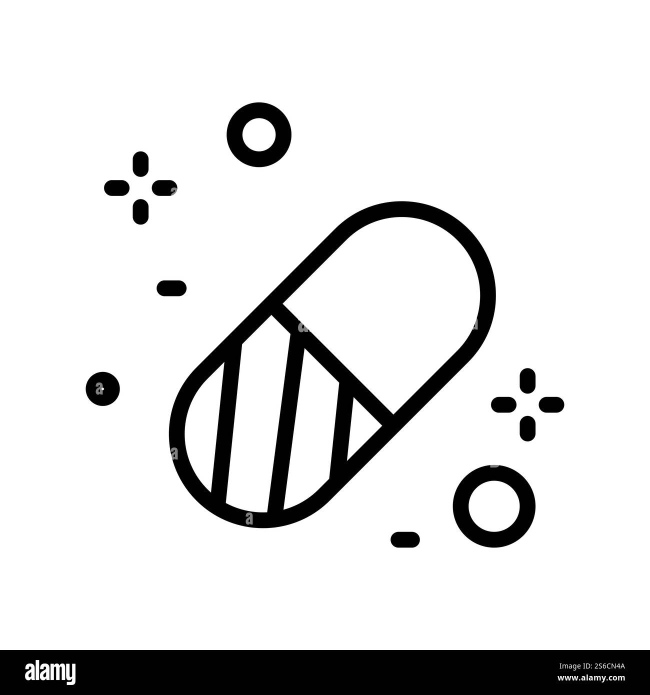 Pillola medica o capsula icona linea isolata, medicina e salute tablet, contorno farmaco simbolo vettore. Farmacia o farmacia, trattamento di malattia antibiotica. Farmaci e medicamenti, prescrizione medica. Icona della linea isolata di pillola o capsula, compressa o antibiotico Illustrazione Vettoriale
