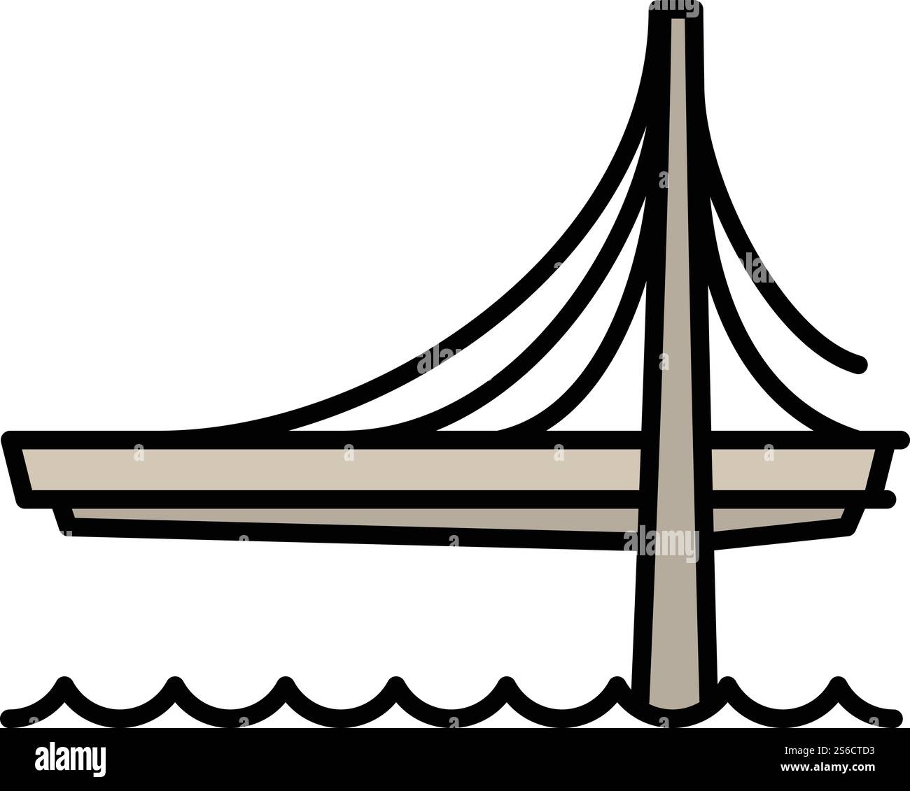 Icona della strada del ponte. Delineare l'icona del vettore stradale del ponte per la progettazione Web isolata su sfondo bianco. Icona della strada del ponte, stile del contorno Illustrazione Vettoriale