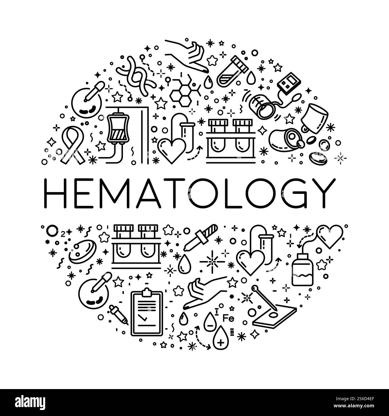 Icone di linea isolate per ematologia, cellule e vasi sanguigni, sfigmomanometro e vettore di test del dna. Microscopio biochimico e donazione di plasma. Attrezzature da laboratorio, analisi clinica del sistema immunitario, genetica. Cellule ematiche e vasi sanguigni, icone di linee isolate per ematologia, DNA e donazione Illustrazione Vettoriale