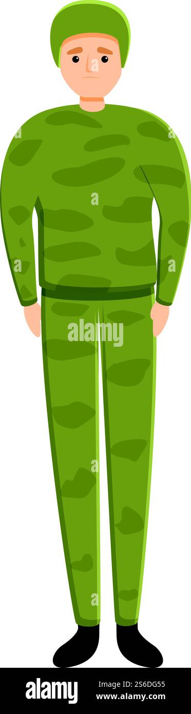 Icona dell'uniforme militare sul campo. Cartoni animati dell'icona vettoriale dell'uniforme militare da campo per il web design isolato su sfondo bianco. Icona dell'uniforme militare sul campo, stile cartoni animati Illustrazione Vettoriale