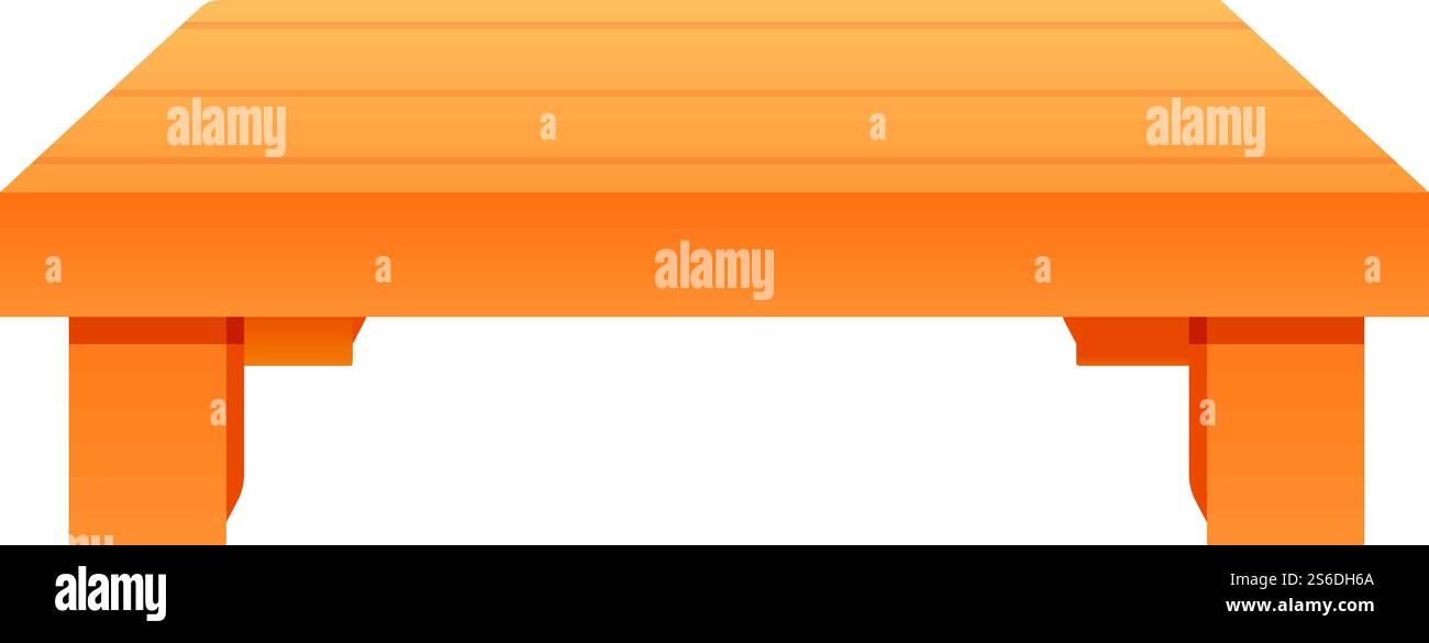 Icona tavolino in legno basso. Cartoni animati di un tavolo in legno basso per la progettazione del Web isolato su sfondo bianco. Icona del tavolo basso in legno, stile cartone animato Illustrazione Vettoriale