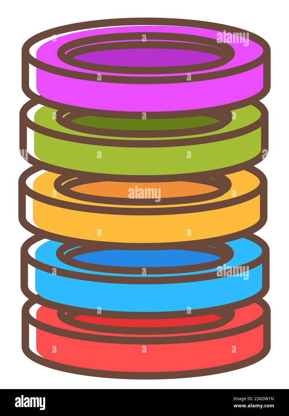 Parti di gioco da tavolo e coni per giocare e costruire forme. Giocattolo di plastica isolato per bambini e adulti, passatempo e intrattenimento nel tempo libero. Miniatura logica composizione. Vettore in stile piatto. Mattoni o forme circolari di plastica, parte da gioco da tavolo Illustrazione Vettoriale