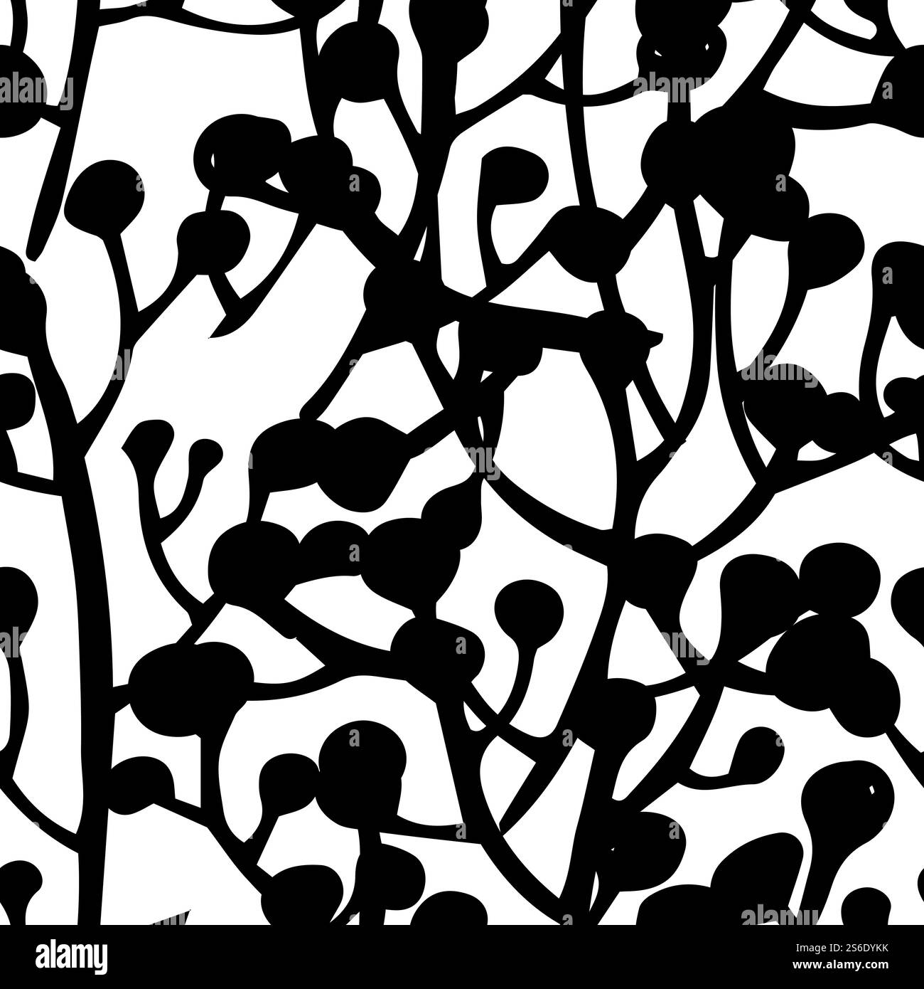 Fiori e foglie in fiore motivo senza cuciture, silhouette di flora tropicale o esotica. Sfondo decorativo o stampa, piante botaniche e naturali, fiori di erbe selvatiche. Vettore in stile piatto. Silhouette floreale, fiori e foglie in fiore Illustrazione Vettoriale