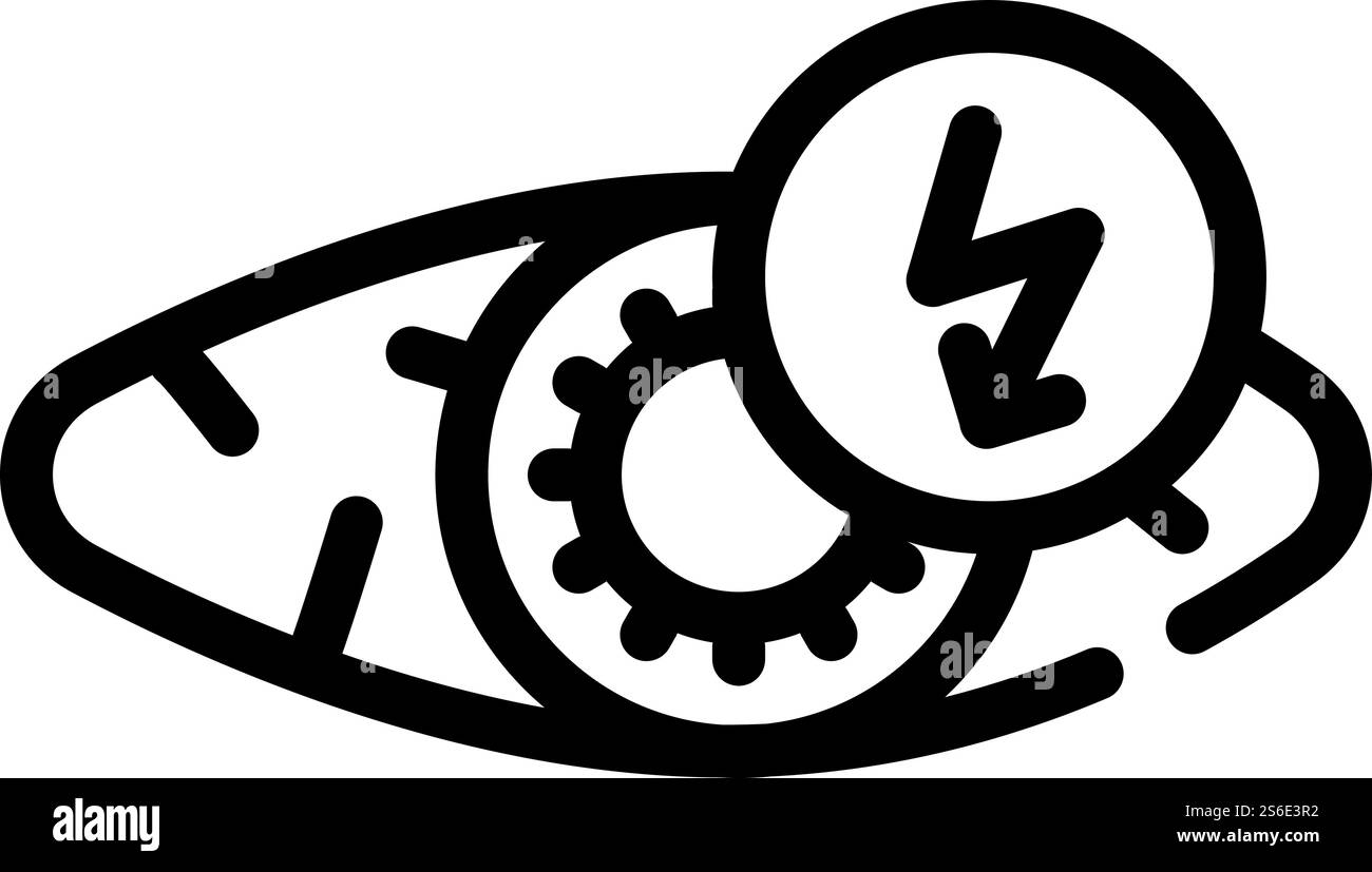 vettore icona linea dolore taglio occhi. segno di dolore al taglio degli occhi. illustrazione nera del simbolo del contorno isolato. illustrazione vettoriale dell'icona della linea di cefalea che taglia gli occhi Illustrazione Vettoriale