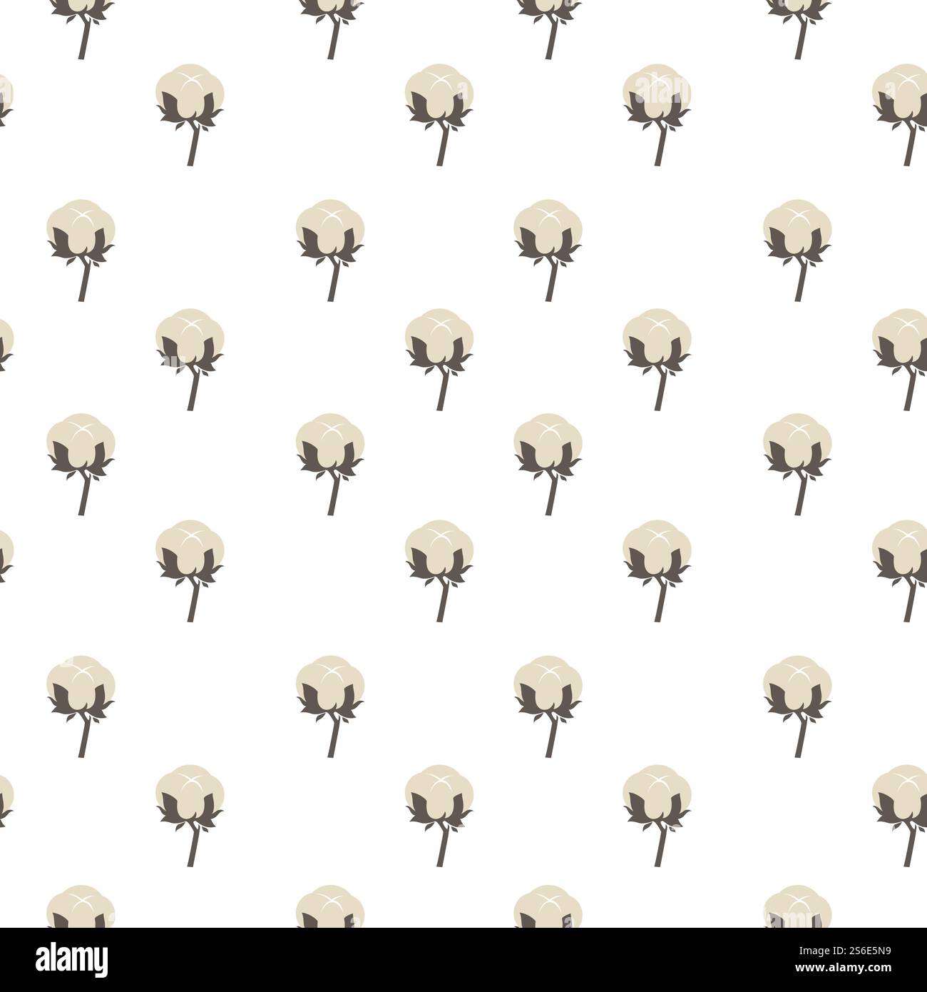 Fiore di cotone in fiore senza cuciture. Produzione di tessuti e tessuti. Sfondo decorativo floreale per l'industria o l'atelier. Materiale di qualità e prodotto morbido organico. Vettore in stile piatto. Fiori di cotone in fiore, motivo senza cuciture botanica Illustrazione Vettoriale