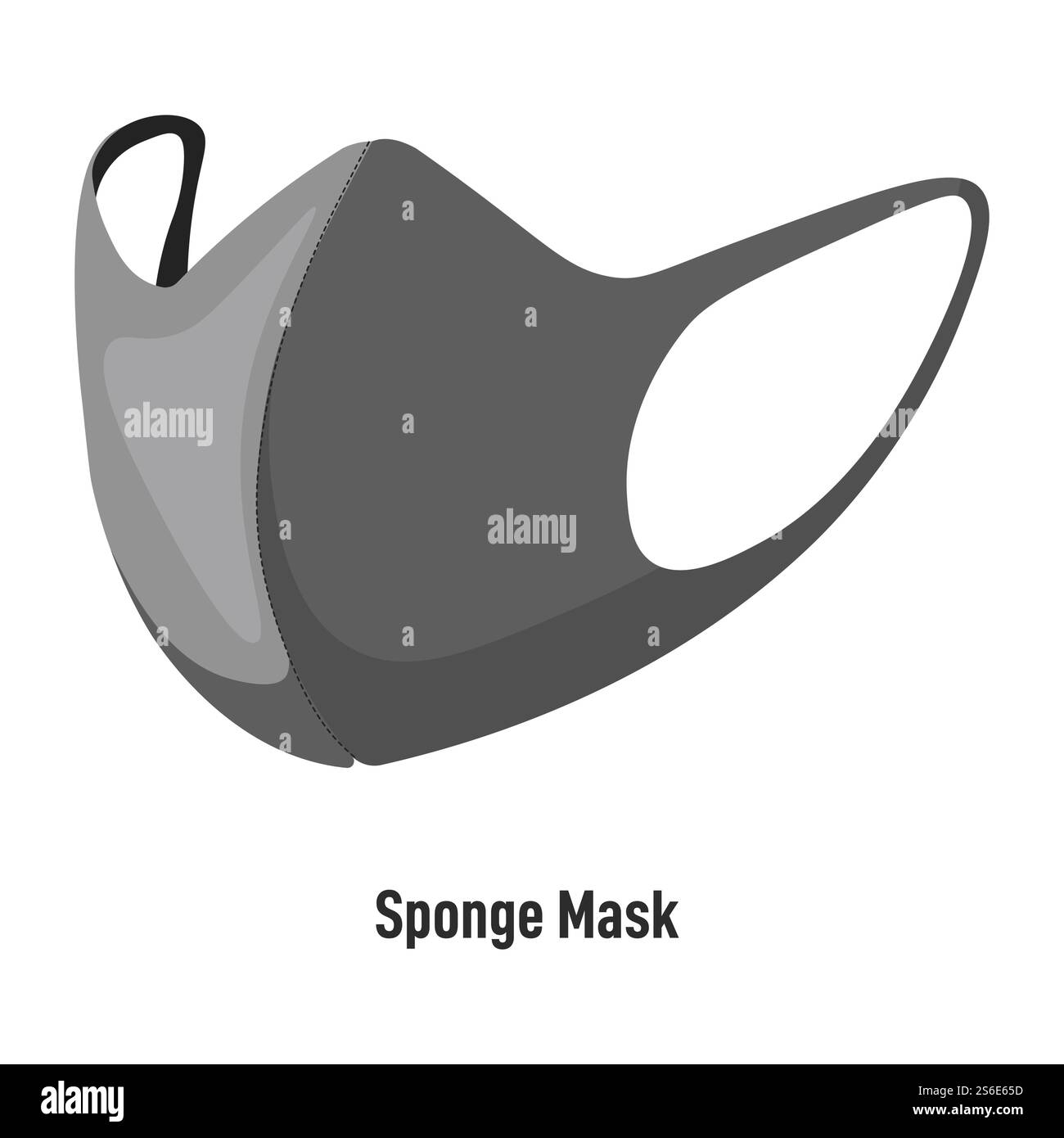 Maschera facciale in spugna, isolata riutilizzabile rivestimento facciale in tessuto. Assistenza sanitaria in pandemie, prevenzione dalla malattia. Misure di protezione durante l'epidemia di coronavirus, vettore in stile piatto. Maschera di spugna, riutilizzabile viso che copre la pandemia di covid Illustrazione Vettoriale