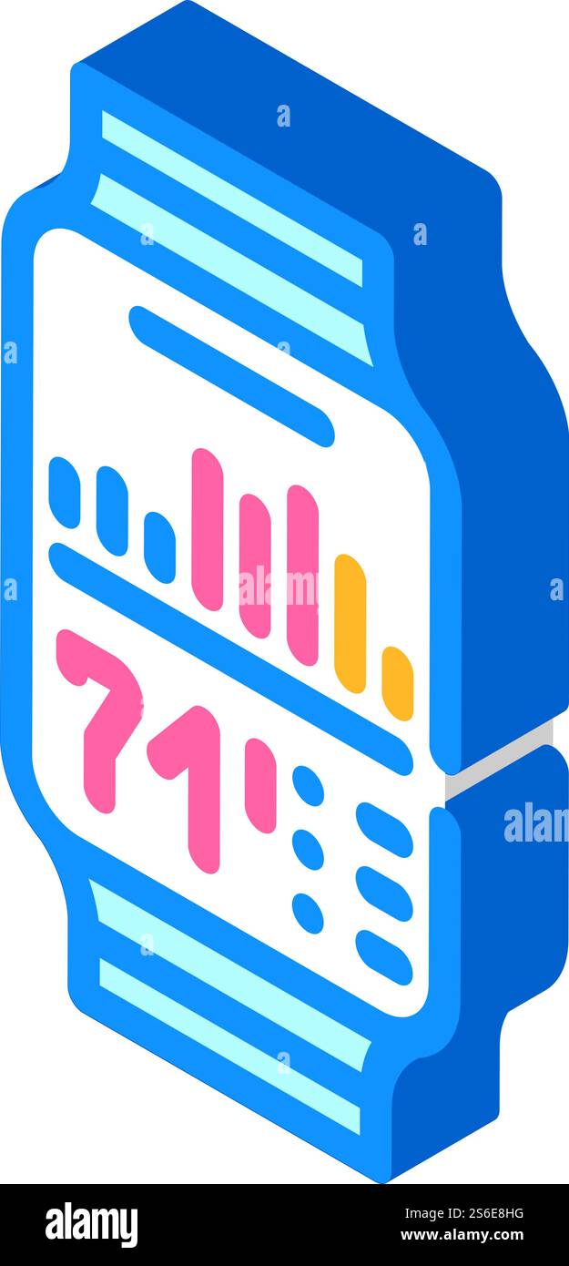 osservare il vettore dell'icona isometrica del controllo della sollecitazione. osservare il segnale di controllo dello stress. illustrazione del simbolo isolato. osservare l'illustrazione vettoriale dell'icona isometrica del controllo della sollecitazione Illustrazione Vettoriale