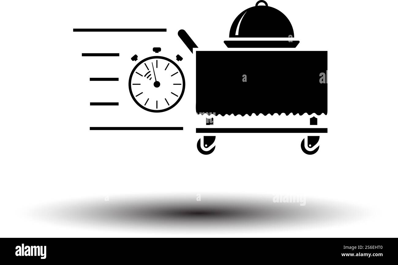 Icona Servizio in camera veloce. Nero su sfondo bianco con ombra. Illustrazione vettoriale. Illustrazione Vettoriale