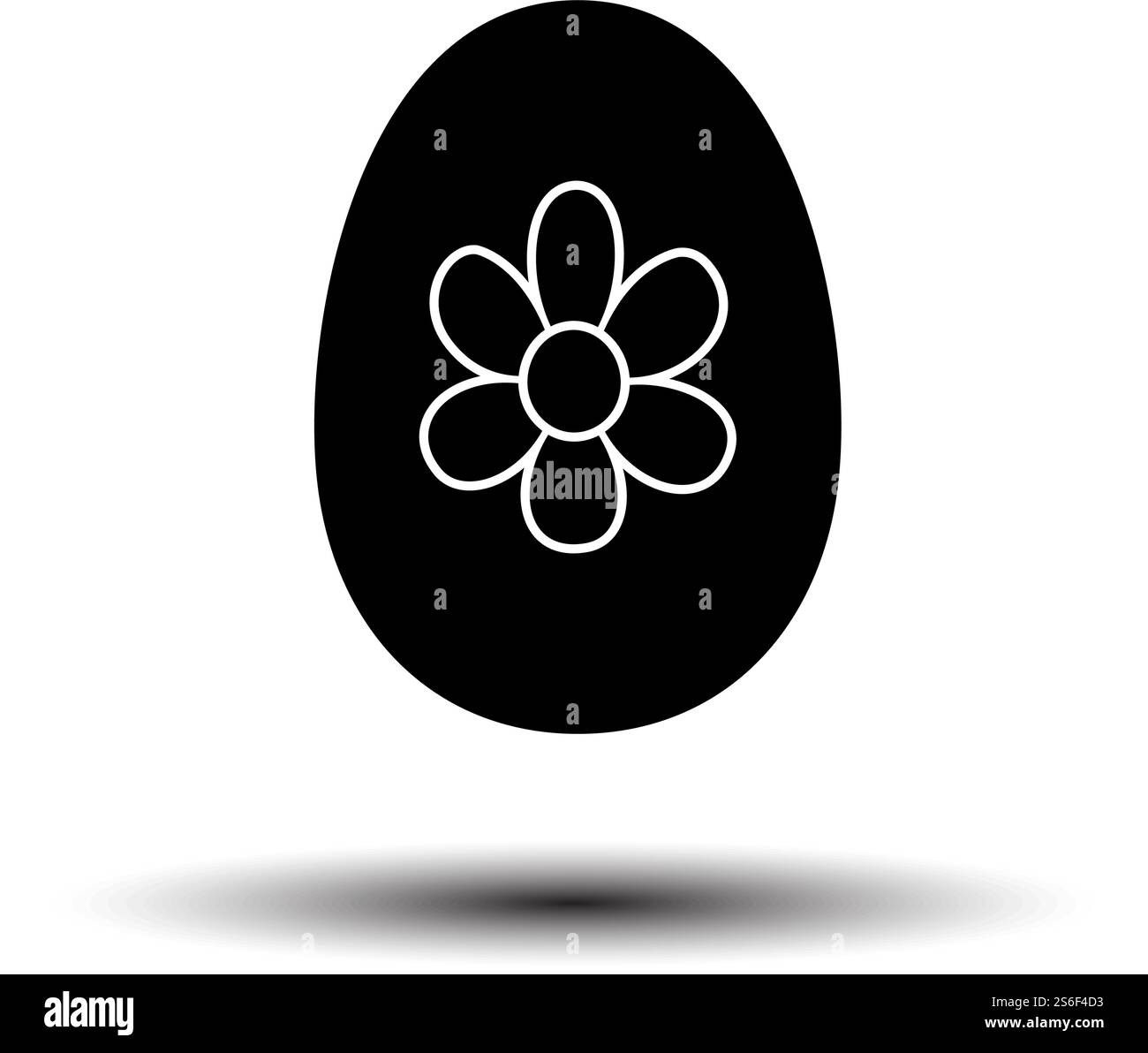 Uovo di Pasqua con icona ornata. Nero su sfondo bianco con ombra. Illustrazione vettoriale. Illustrazione Vettoriale