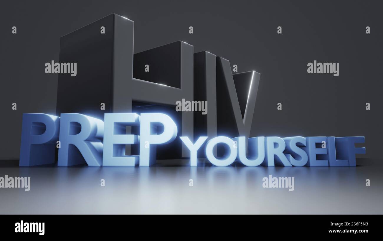 HIV Prep Yourself AIDS Protection Information illustrazione 3d. Foto Stock