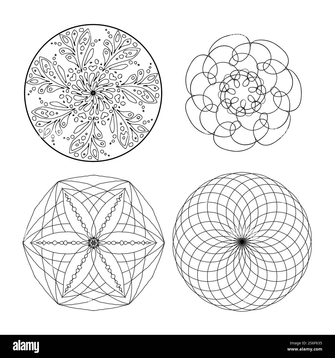 Una immagine di una bella Mandala in bianco e nero Foto Stock