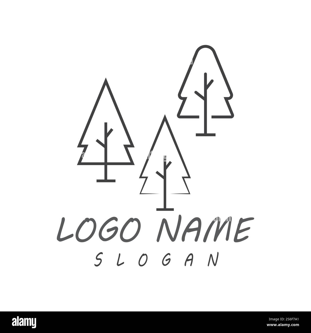 Natura simbolo vettoriale modello logo linea albero Illustrazione Vettoriale