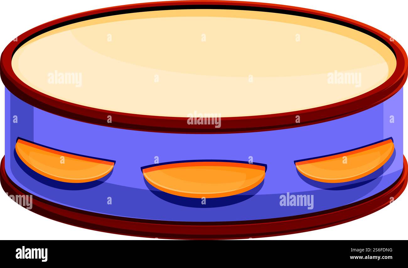 Icona del tamburo Tambourine. Cartone animato dell'icona del vettore tamburo tamburello per il web design isolato su sfondo bianco. Icona della batteria Tambourine, stile cartoni animati Illustrazione Vettoriale